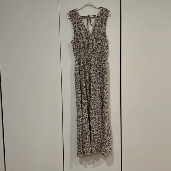 Old Navy Floral Midi Dress - Cream and Brown - Picture 6 of 11